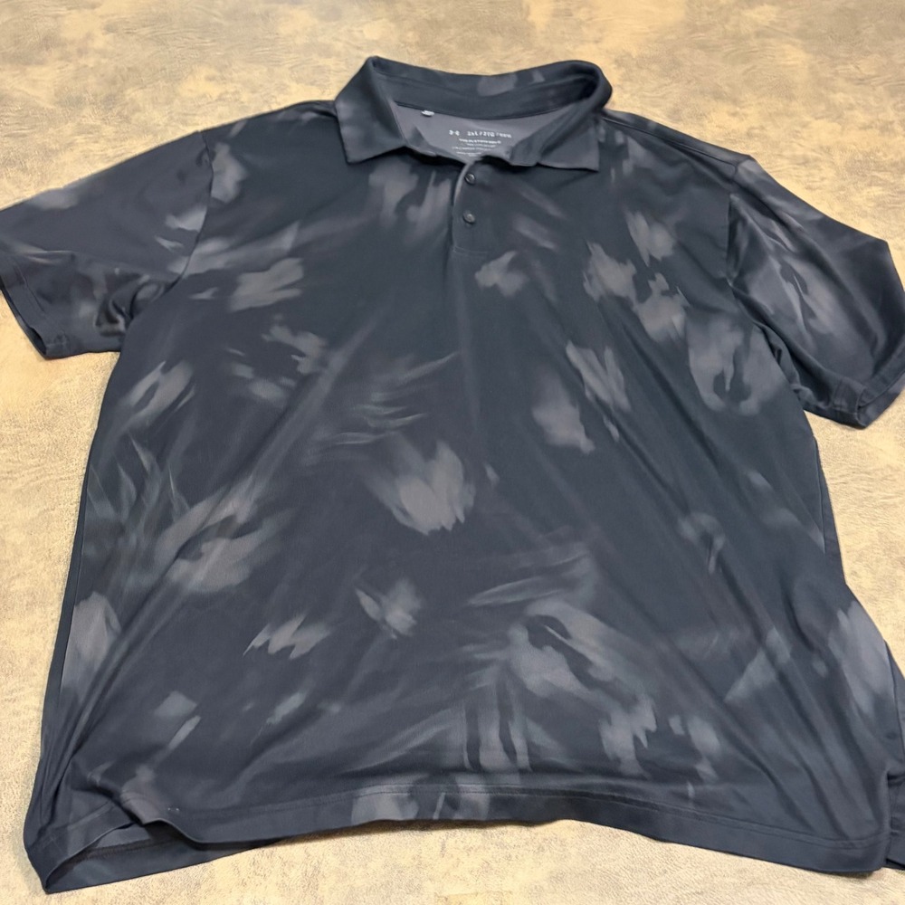 Under Armour Playoff Polo Mens 2XL Black Camo Short Sleeve Golf Shirt 5874